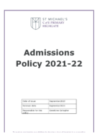Admissions Policy 2021-22 ( For In Year Places)