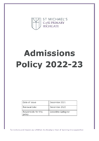 Admissions Policy 2022-23  (For Sept 2022 Start)