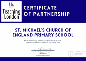 Certificate of Partnership   Teching London Teacher Training St Michaels Primary School Highgate