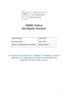 Special Education Needs and Disabilities Policy –   Abridged version